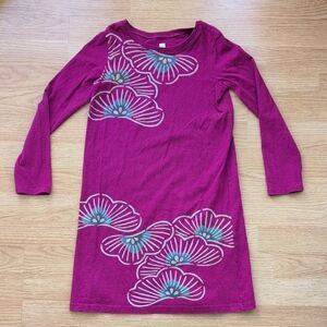 Tea Collection Magenta Floral Long Sleeve Dress